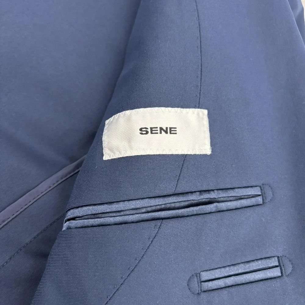 NWT Sene‎ Blazer Jacket Mens 46 Blue FlexTech Single Breasted Business Formal